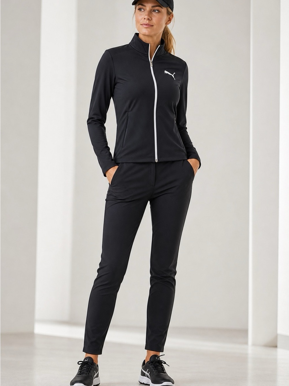Puma Black Women's Athletic Golf Pants with Tapered Leg